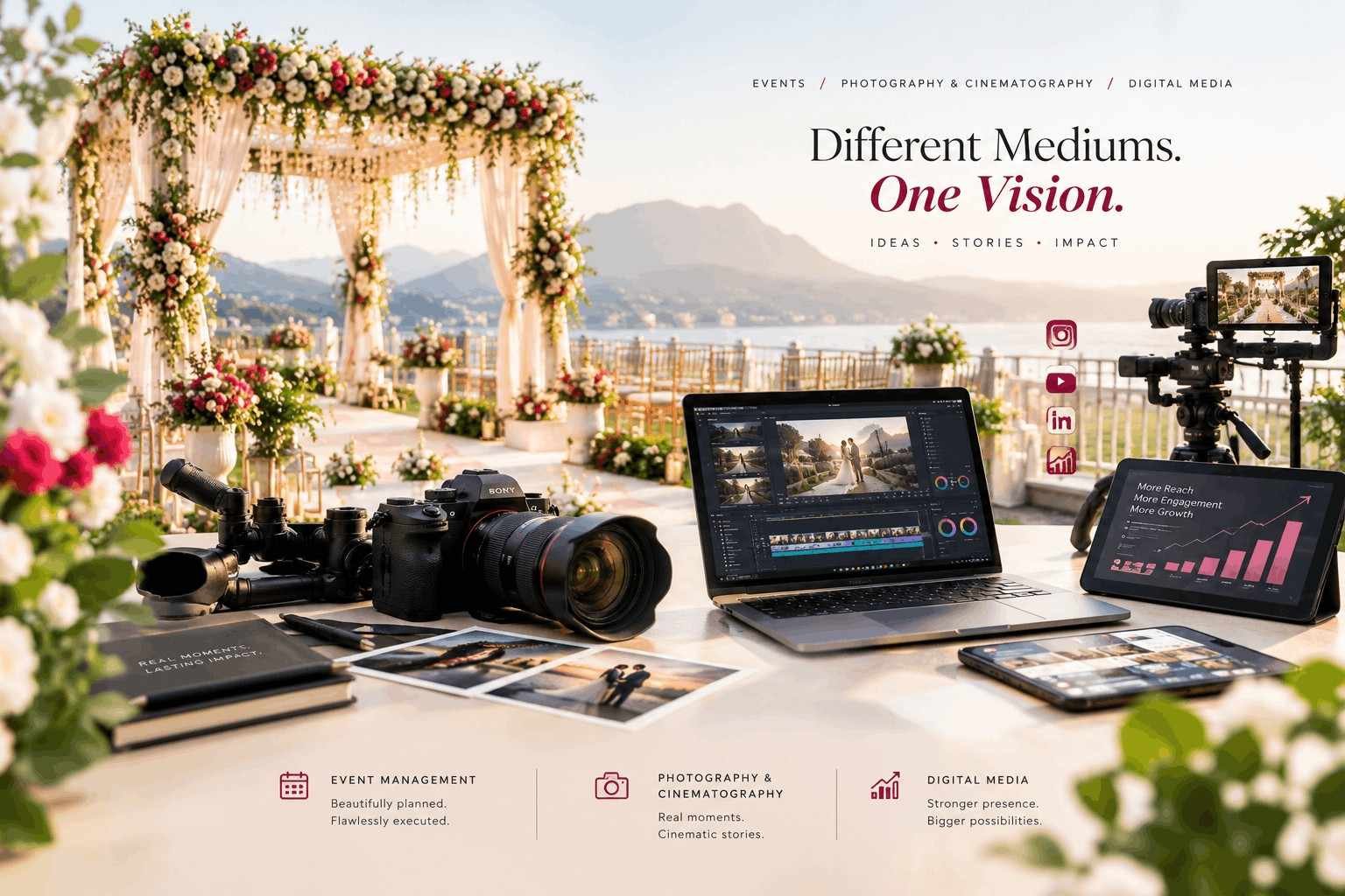 VENULENS creative services combining event management, photography and cinematography, and digital media